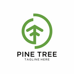 Circle Tree vector logo line art design vector template on a white background.