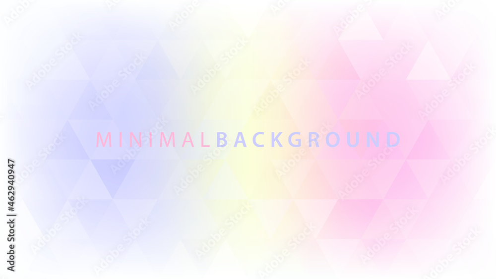 Poster Minimal background textured by light blue, yellow and pink triangles. Subtle vector pattern