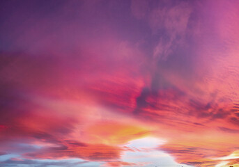 Naklejka na ściany i meble Awesome clouds and sunset