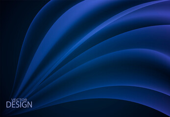 Abstract background in dark blue tones and light flowing lines. For poster or cover design.