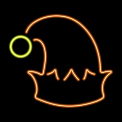 Elf hat neon sign, modern glowing banner design.