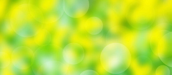 Obraz premium Abstract blurred green and yellow bokeh background. Summer colours.