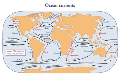 Map of the ocean currents around the earth © Dimitrios