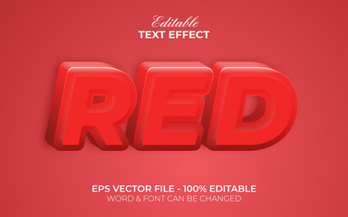 3d text effect red style. Editable text effect.