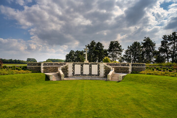 Memorial of Lichfield crater at Thélus, France. 53 canadian soldiers are buried here, fallen 1917 while the battle of Vimy in the first world war. - obrazy, fototapety, plakaty
