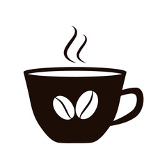 Hot coffee mug vector icon