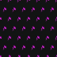 Seamless pattern. Black background. Perfect for apparel, fabric, textile, wrapping paper,decoration, card, scrapbooking. Vector illustration. Pink flowers.