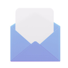 An open letter with a blank form. 3d rendering