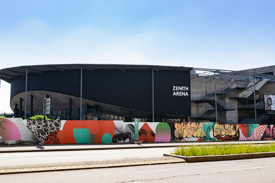 Lille,FRANCE-June 06,2021:View of the Zenith Arena hall building.Zenith Arena in Lille is a performance hall located in Lille in the French department of North.  
