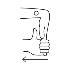 Carpal tunnel syndrome, line icon, stretching the arm, towards oneself