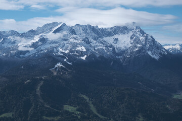 View from moutain Wank to alps with snow
