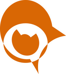 Logo veterinaria. pájaro naranja. fondo transparente - obrazy, fototapety, plakaty
