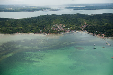 Aerial view of boats in the sea in Brazil
