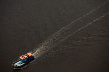 Obraz premium Aerial view of boats in the sea in Brazil