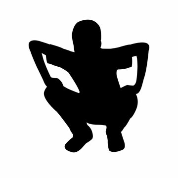 a boy kneeling down body silhouette vector