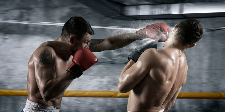 Box professional match on dark background. Two image of the same model