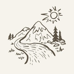 Hand-drawn illustration of the mountain