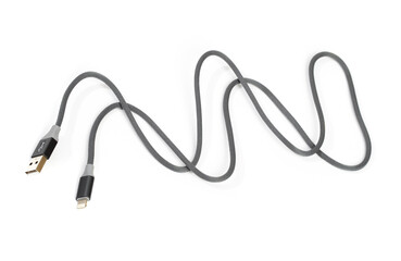 Naklejka premium Smart Phone Lightning Cable Isolated on white screen - Image