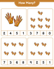 Counting game, how many Golf Gloves. Educational children game, printable worksheet, vector illustration