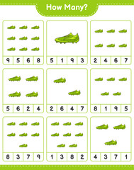 Counting game, how many Soccer Shoes. Educational children game, printable worksheet, vector illustration