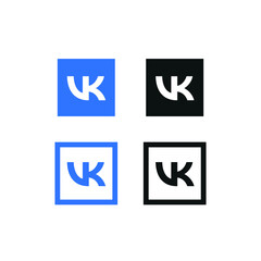 VK logo. VKontakte isolated square icons set. Vector social network icon for printing and web.