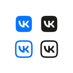 VK logo. VKontakte isolated icons set. Raster social network icon for printing and web.