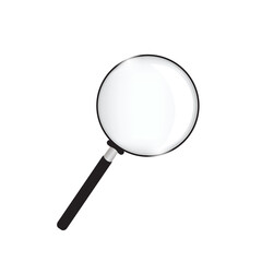 Black magnifying glass icon isolated on white background. Search icon in flat style. Magnifying glass round icon for search and zoom symbol, sign, ui and magnifier logo. Modern magnifying glass vector
