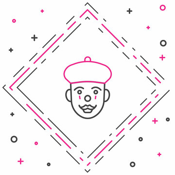 recommend clip art: Line French mime icon isolated on white background. Colorful outline concept. Vector