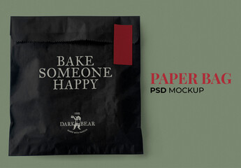 Paper Bag Packaging Mockup in Classic Black and Red