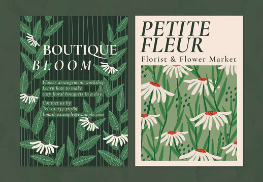 Retro Flower Patterns Layout Set for Poster