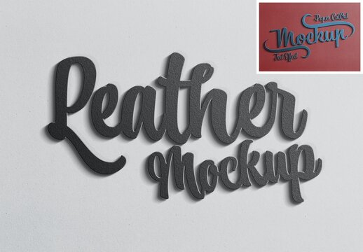 Leather Text Effect with 3D Style and Shadow Mockup