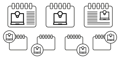Laptop lamp idea vector icon in calender set illustration for ui and ux, website or mobile application