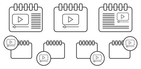 Video clip vector icon in calender set illustration for ui and ux, website or mobile application