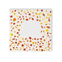 Creative background with dry leaves on paper. The minimal concept of autumn. Illustration of autumn background and copy space.