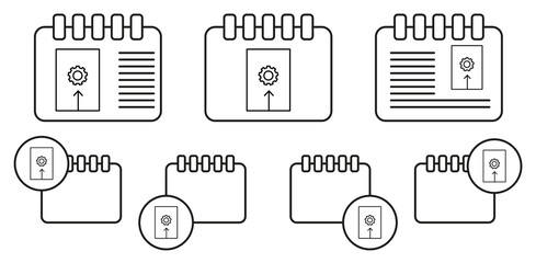 Settings vector icon in calender set illustration for ui and ux, website or mobile application