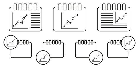 Line statistics vector icon in calender set illustration for ui and ux, website or mobile application
