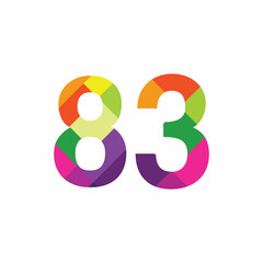 Colorful Number 83 vector design graphic symbol digit rainbow emblem icon graphic emblem