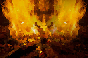 Crystalize image of yellow flame on black background