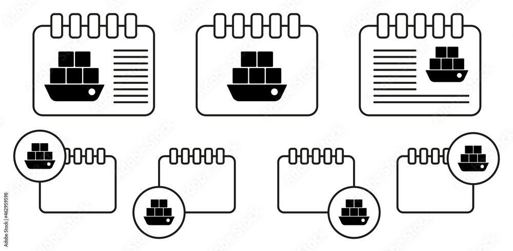 Sticker cargo, ship, tanker vector icon in calender set illustration for ui and ux, website or mobile applic