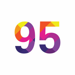 Colorful Number 95 vector design graphic symbol digit rainbow emblem icon graphic emblem