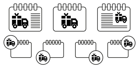 Delivery, present, shipping, truck vector icon in calender set illustration for ui and ux, website or mobile application