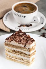 tiramisu, kawa, filizanka, ciastka, jedzenie, deser, czekolada, słodki, biała, kafejka, napoje, espresso, poranek, spodek, czarna, przekąska, pieczone, swiezy, ciasta, ciąć, cappuccino
