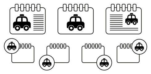 Taxi car vector icon in calender set illustration for ui and ux, website or mobile application
