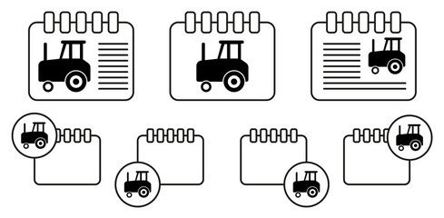 Tractor, wheels vector icon in calender set illustration for ui and ux, website or mobile application