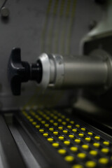 Production line pharmaceutical industry. Manufacturing of drugs and medications, pharmaceuticals.