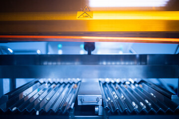 Production line pharmaceutical industry. Manufacturing of drugs and medications, pharmaceuticals.