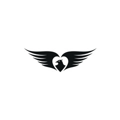 Flying Bird Wing Logo Design, Hawk Phoenix Falcon Eagle Vector Template, Caring Love Concept, Abstract Symbols.