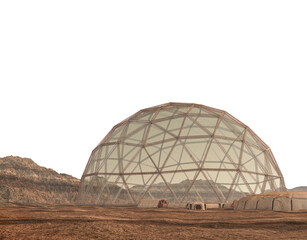 Geodesic dome structure on Mars - obrazy, fototapety, plakaty