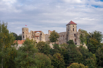 Fototapeta na wymiar Ancient Tenczyn castle on hill in Rudna, Lesser Poland