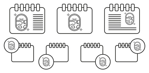 Plane window, clouds vector icon in calender set illustration for ui and ux, website or mobile application